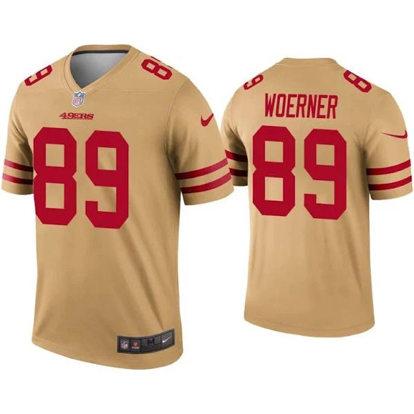 Men San Francisco 49ers #89 Charlie Woerner Nike Gold Inverted Legend NFL Jersey->san francisco 49ers->NFL Jersey